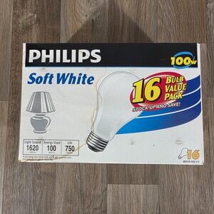 Philips A19 Soft White Light Bulbs 100 Watt 1620 Lumens 16 Count Package Non LED